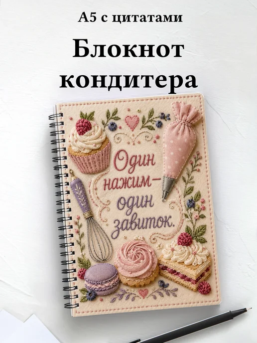 Блокнот кондитера с мотивирующими цитатами