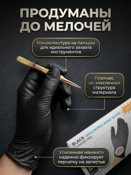 Перчатки нитриловые одноразовые 100 шт 50 пар, 100 шт, фото 3