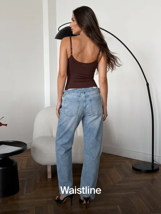 WAISTLINE Утягивающая майка на тонких бретельках топ обтягивающий, коричневый, фото 8