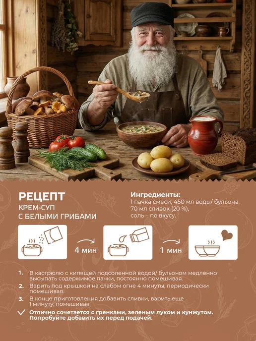 Yelli Крем-суп Сибирский с белыми грибами 70 г, 70 г, фото 3