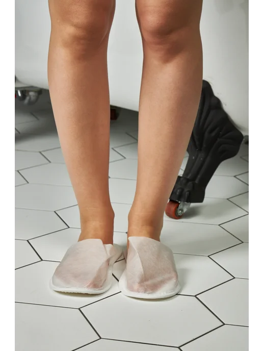 STEPWEEK Одноразовые закрытые тапочки для отелей СПА саун, белый, фото 3