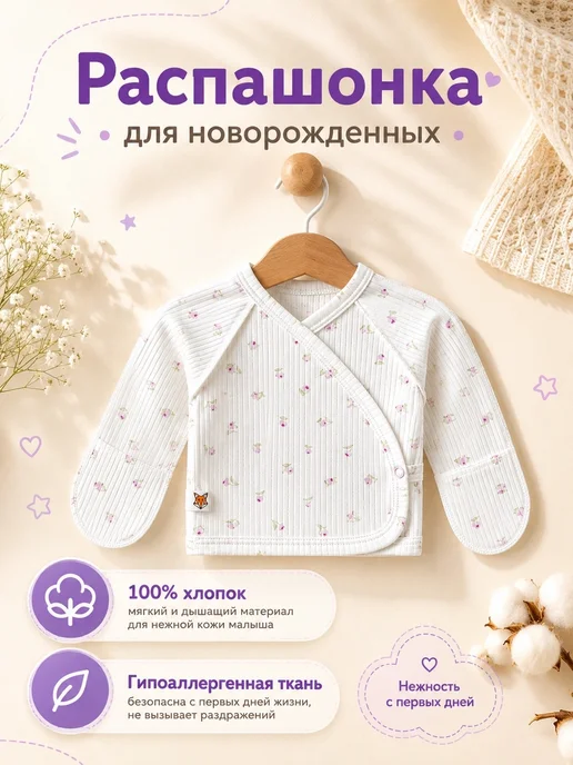 Распашонка для новорожденных, зеленый, фото 2