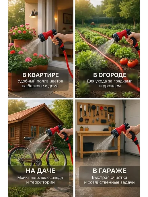 софи10 Шланг растягивающийся садовый для полива с распылителем, 75 м, фото 2