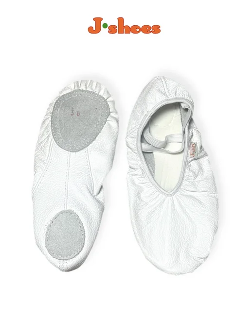 J-Shoes Балетки для танцев кожаные без шнурка черные, белый, фото 6