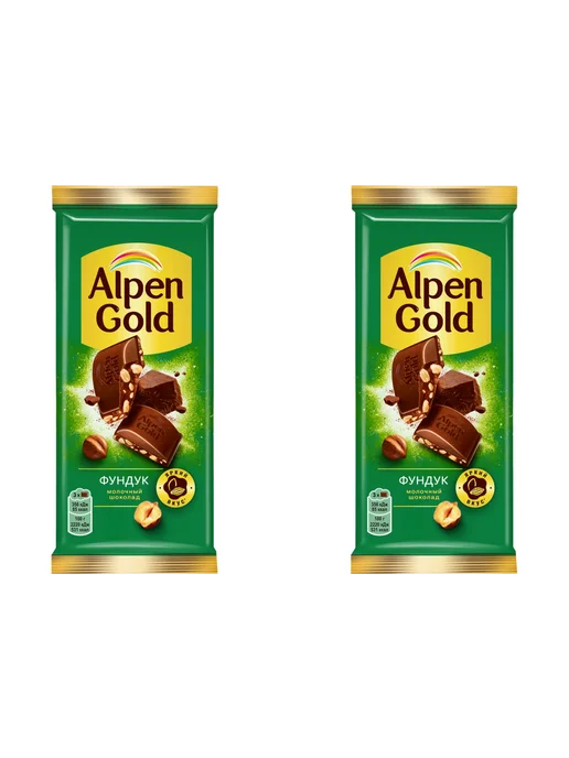 Alpen Gold Шоколад молочный, 80г, 3шт, 80 г, 2 шт