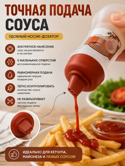 СМ09 Соусник пластиковый, бутылка для соуса 280 мл, 280 мл, фото 2