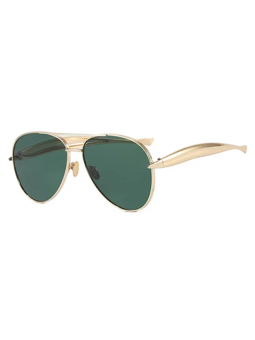 JNPCXI Солнцезащитные очки Gold Green, Pilot, Metal, UV400, зеленый