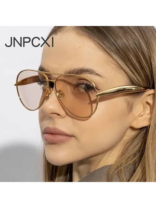JNPCXI Солнцезащитные очки Gold Green, Pilot, Metal, UV400, зеленый, фото 2