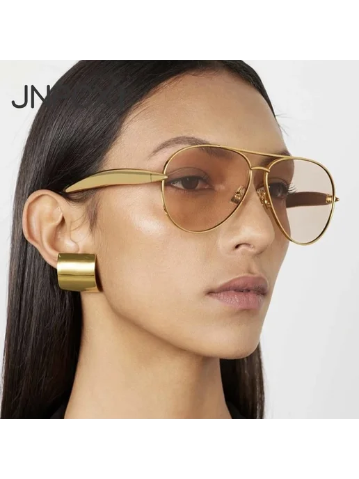JNPCXI Солнцезащитные очки Gold Green, Pilot, Metal, UV400, зеленый, фото 3