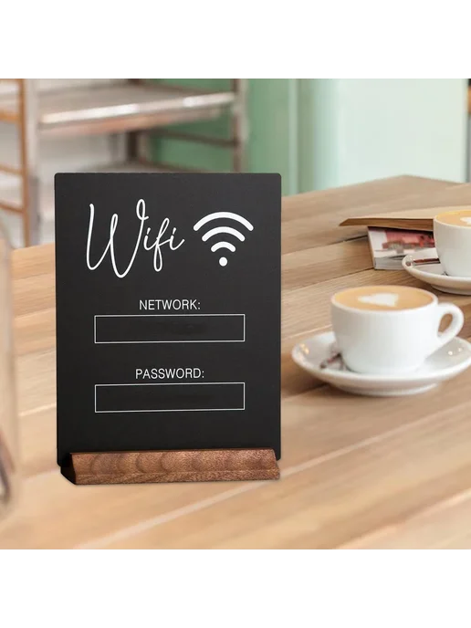 Акриловая многоразовая табличка для записи Wi-Fi для кафе, вариант, фото 2