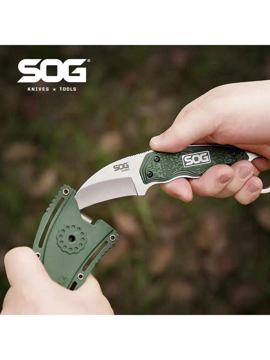 Нож SOG Gambit стропорез, темно-зеленый: SOG