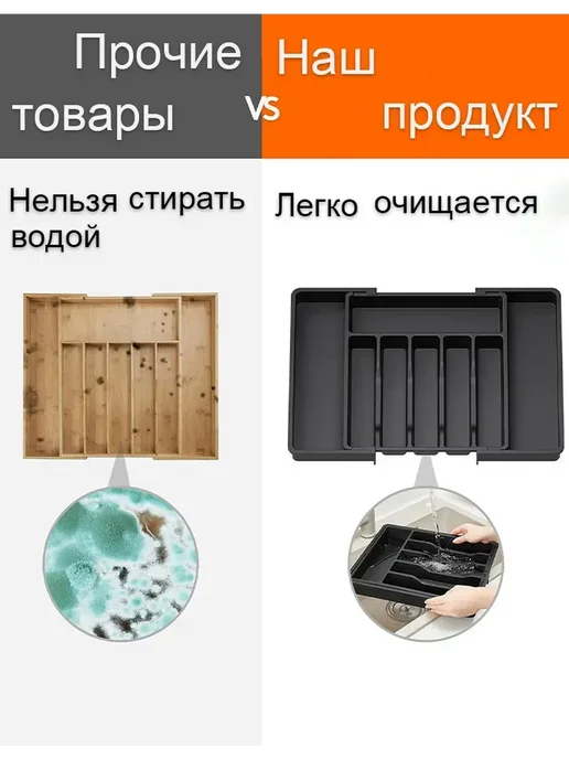 Лоток для столовых приборов в ящик, бежевый, фото 7