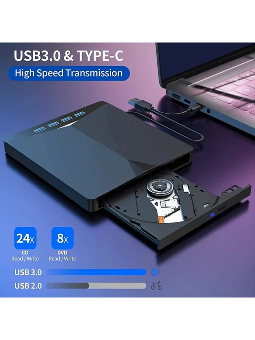 7-в-1 USB 3.0 Type-C внешний DVD RW CD привод, высокоскорост…, вариант, фото 3