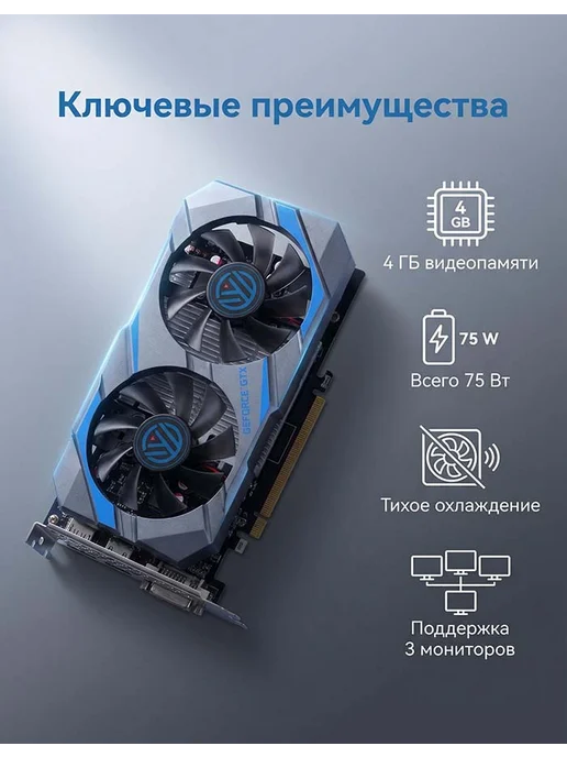 shangxinwei Видеокарта GeForce GTX 1050 Ti 4GB для апгрейда старого ПК, 4 ГБ, фото 2