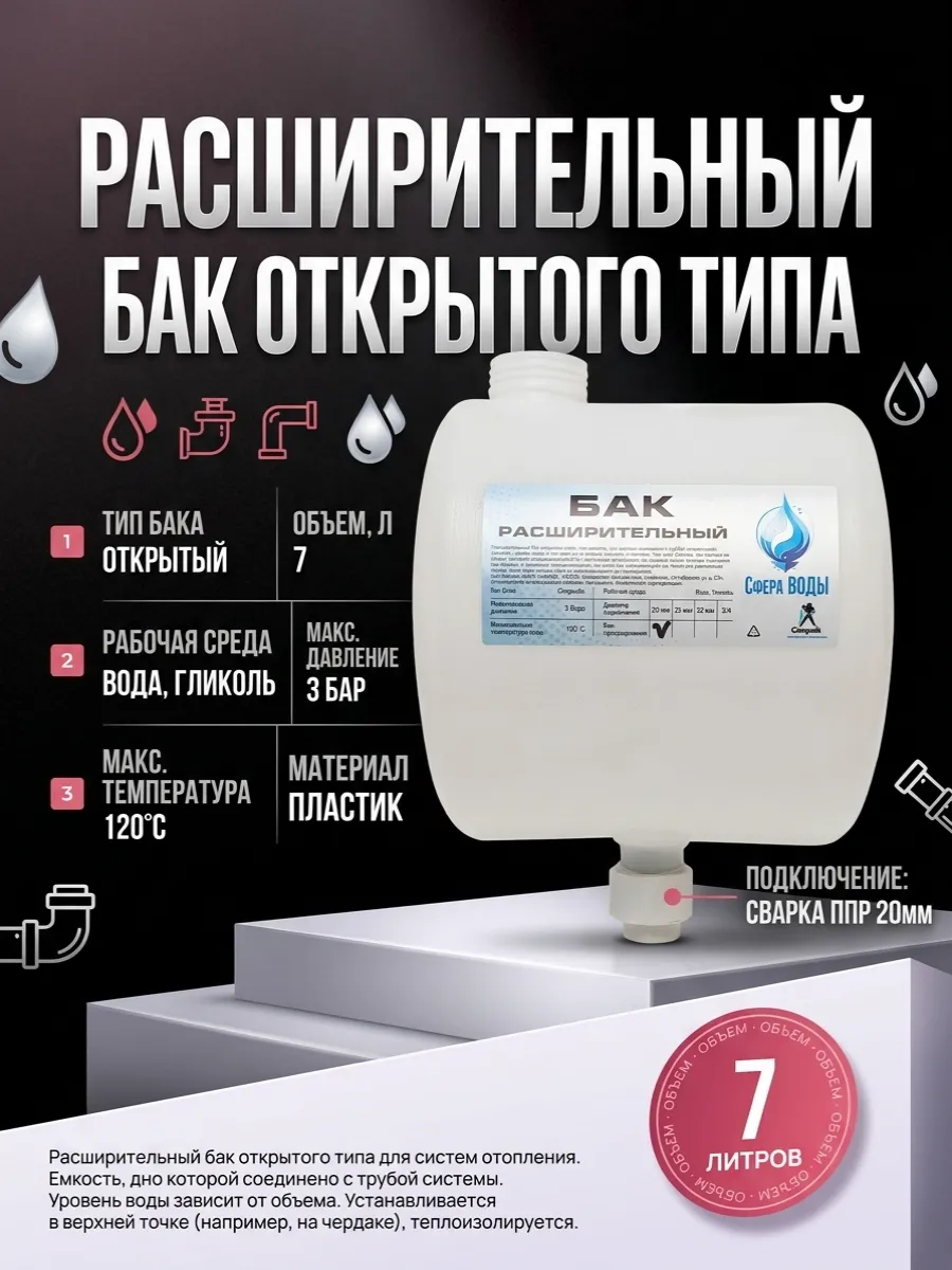 Расширительный бак для отопления с муфтой ППР 20мм