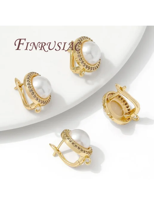 FINRUSIAC Позолоченные серьги 18k Gold Plated, 19.2mm, золотой, фото 6