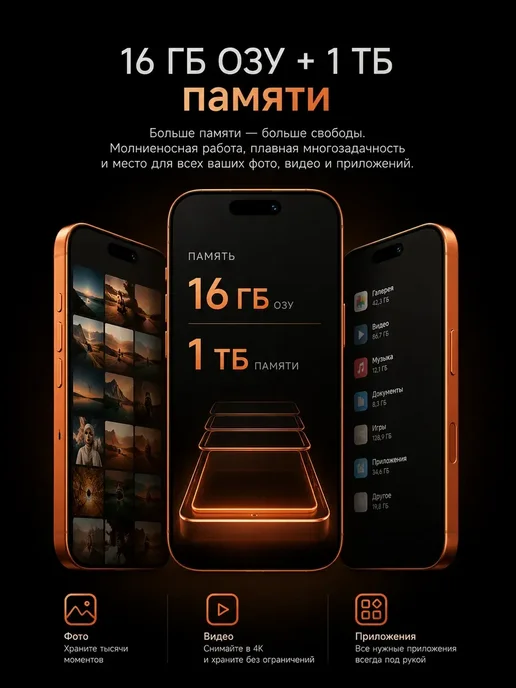 Смартфон YFQTXLW 17 Pro Max 12/1024 ГБ, оранжевый, фото 2