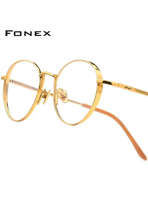 FONEX золотые круглые очки оправа для очков, золотой