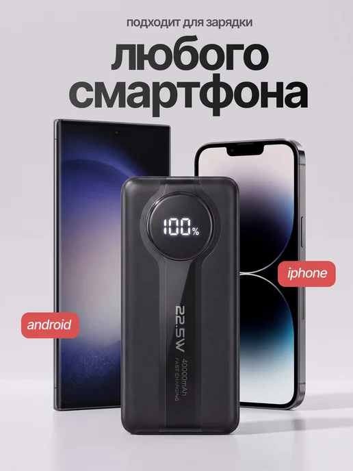 Повербанк 40000mah power bank пауэрбанк быстрая зарядка, 40000 мАч, фото 4