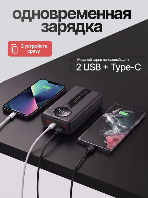 Повербанк 40000mah power bank пауэрбанк быстрая зарядка, 40000 мАч, фото 5