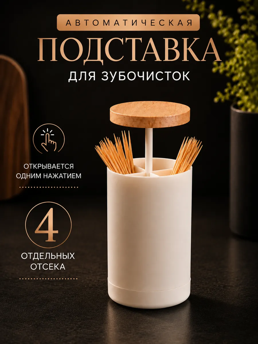 Подставка для зубочисток и ватных палочек автоматическая