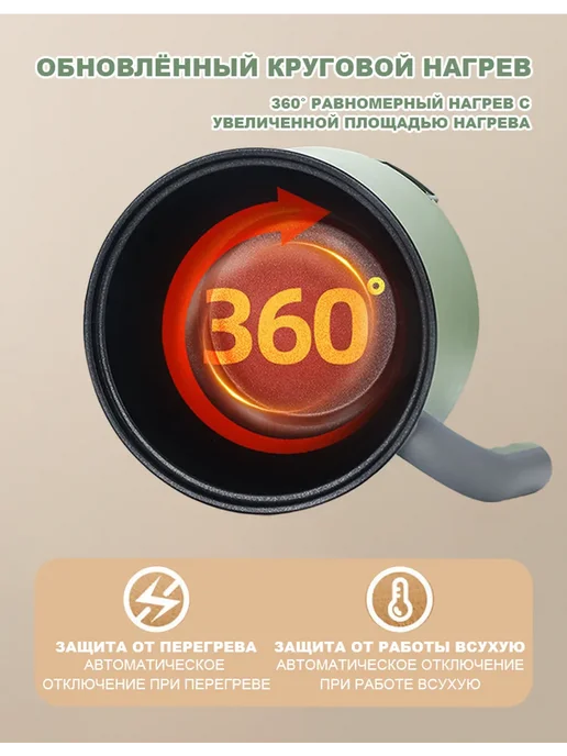 Маленькая мультиварка 1.8 л, 2 температуры, для 1-2 человек, зеленый, фото 4
