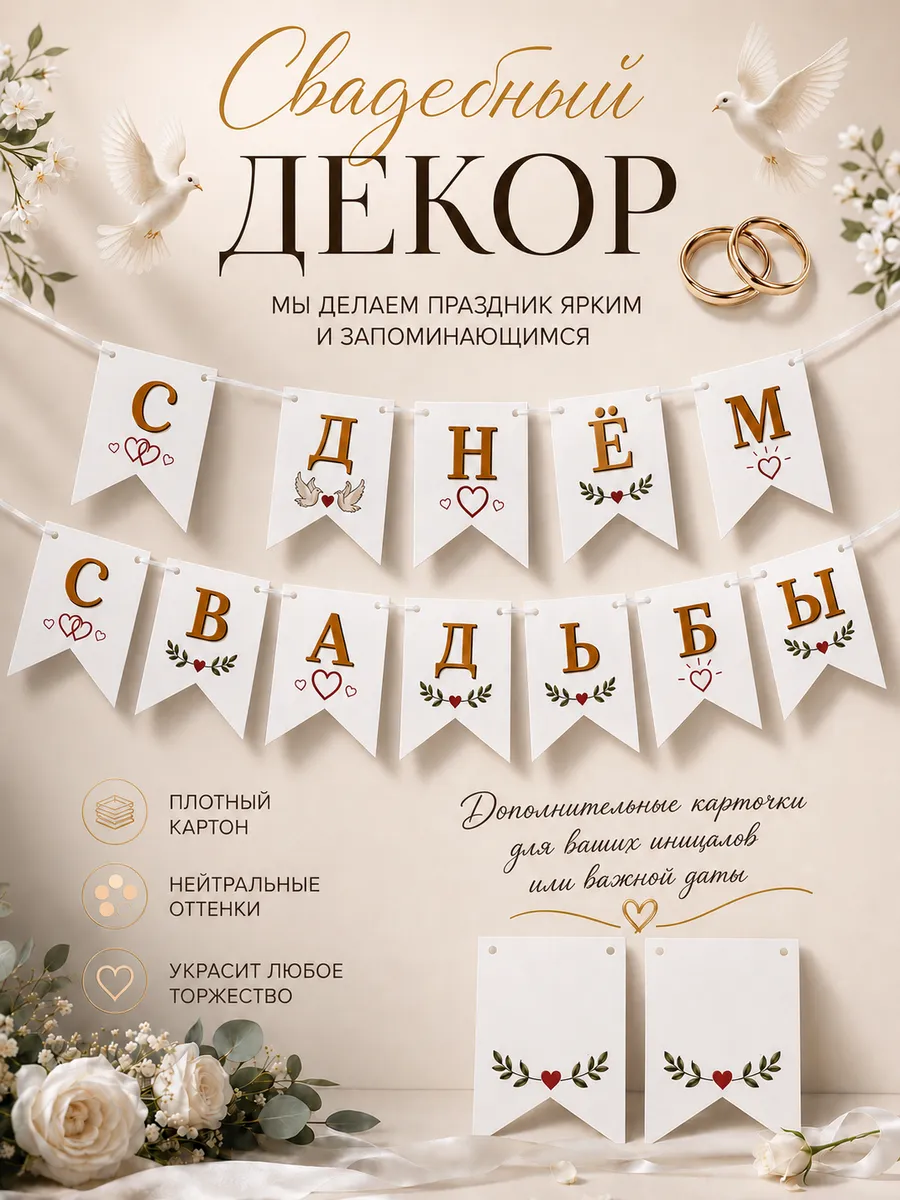 Растяжка на свадьбу С Днем свадьбы свадебный декор украшение