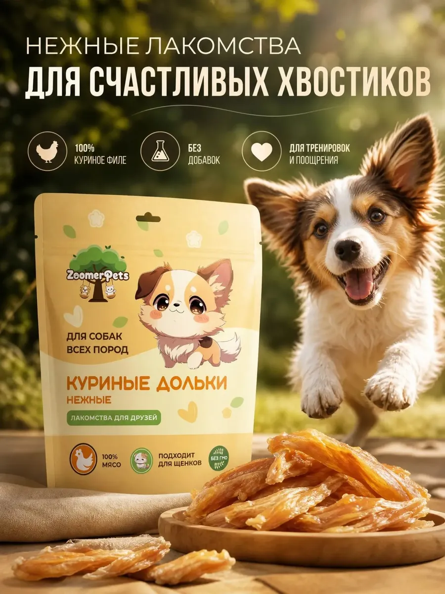 Куриные дольки для собак 100 грамм