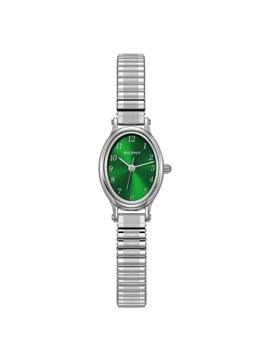 BERNY Женские часы из нержавеющей стали, изумрудный, 2956L-G