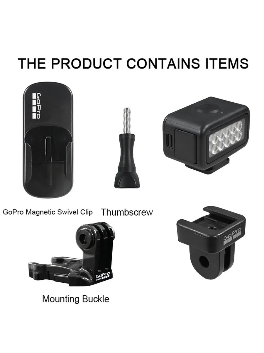 GoPro магнитный зажим с подсветкой и базой