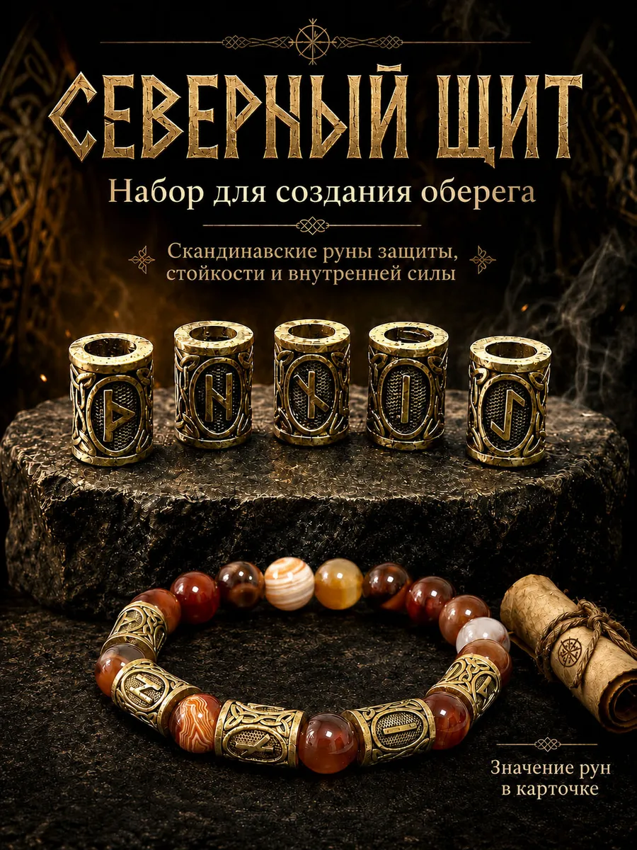 Скандинавские руны бусины набор для рукоделия