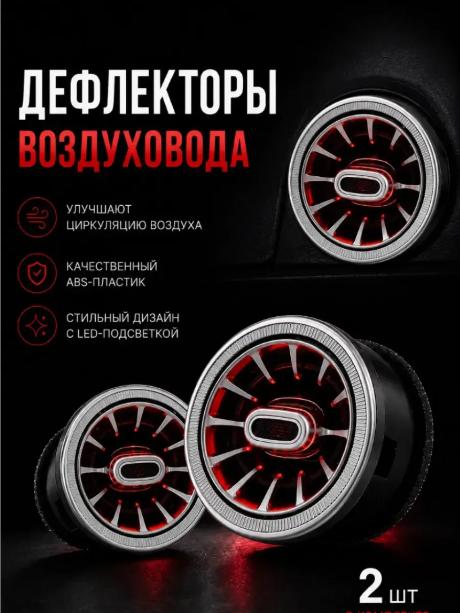Дефлектор воздуховода с подсветкой в стиле AMG сопла 2 шт