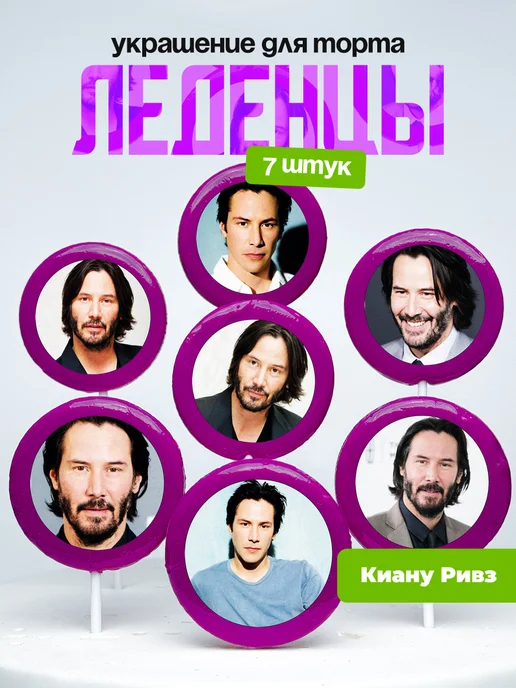Украшение для торта Киану Ривз. Леденцы Keanu Reeves