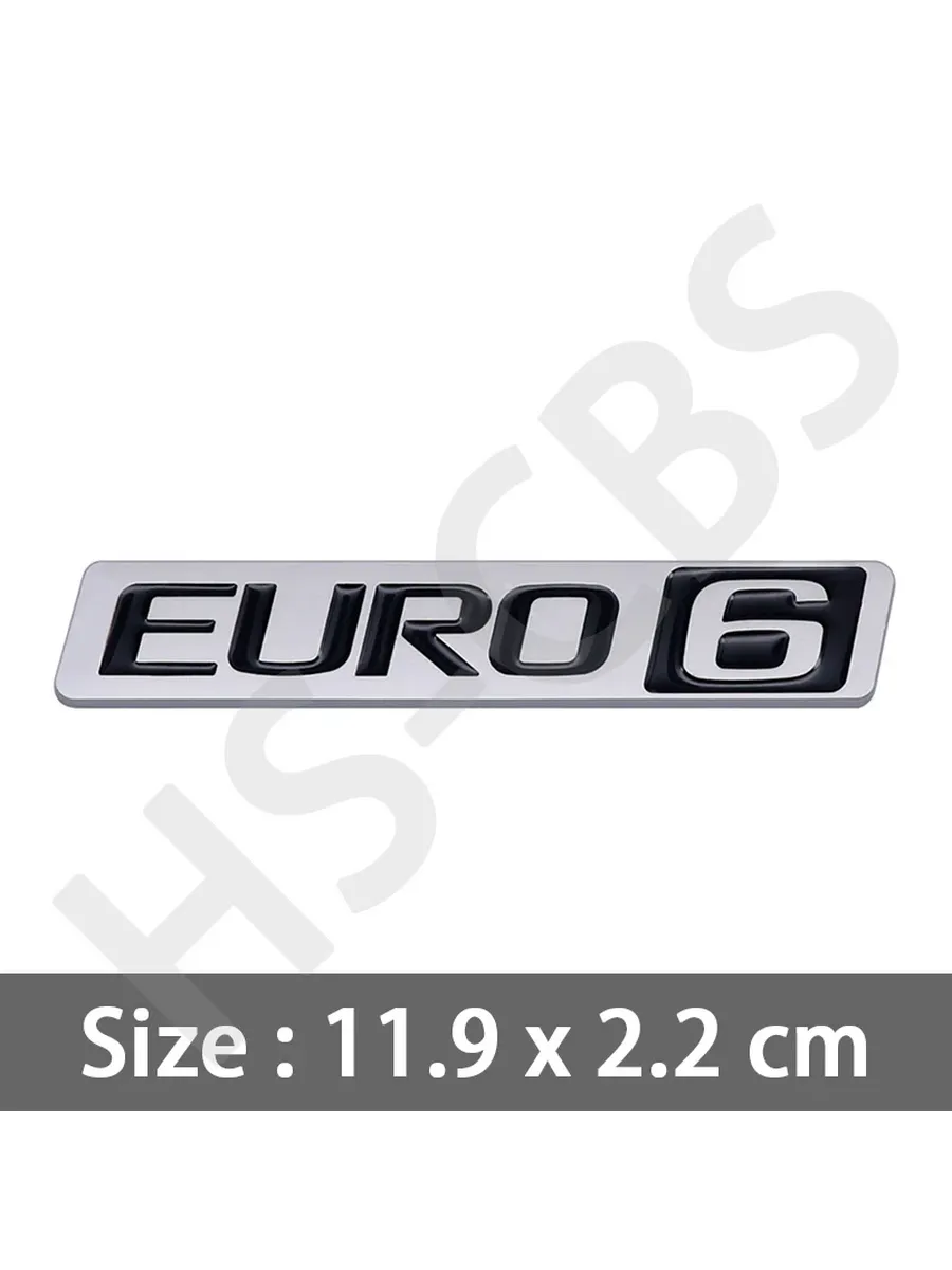 Металлический значок Euro 6 Black Silver 11.9x2.2 см