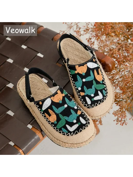 Veowalk Veowalk женские эспадрильи с вышивкой лисы, удобные льняные, вариант, фото 2