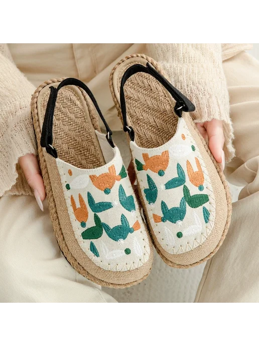 Veowalk Veowalk женские эспадрильи с вышивкой лисы, удобные льняные, вариант, фото 4