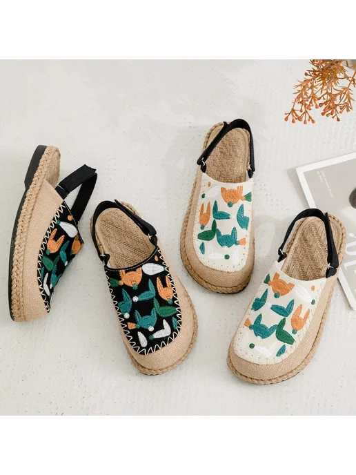 Veowalk Veowalk женские эспадрильи с вышивкой лисы, удобные льняные, вариант, фото 5