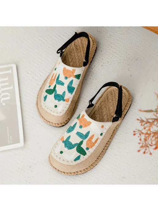 Veowalk Veowalk женские эспадрильи с вышивкой лисы, удобные льняные, вариант, фото 6