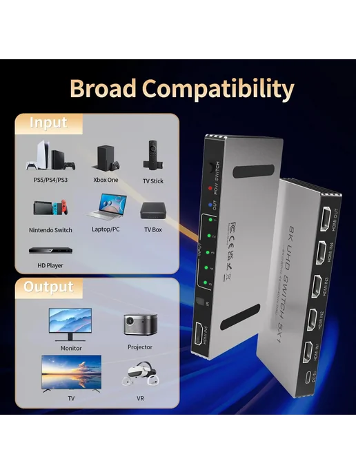 konsenda HDMI коммутатор 5 в 1 8K, вариант, фото 4