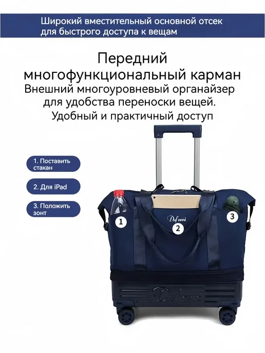 Сумка дорожная на колесах с выдвижной ручкой, розовый, фото 5
