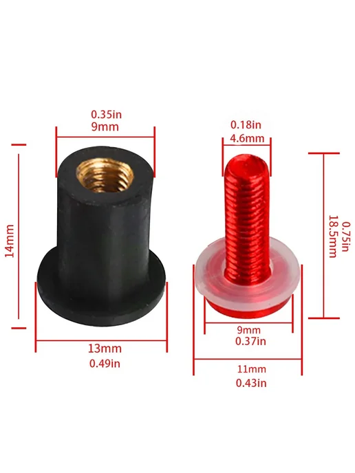 OXLLONE Болты для лобового стекла KAWASAKI 10 pieces 5MM black, черный, фото 5