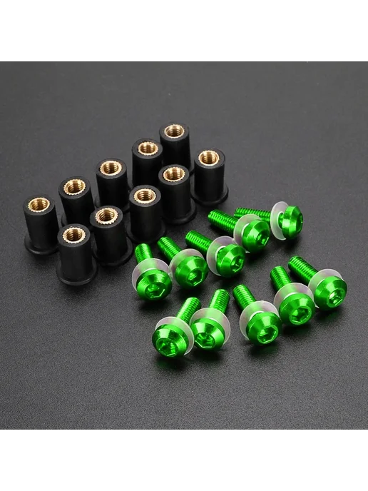 OXLLONE Болты для лобового стекла Kawasaki, зеленые, 5 мм, 10 шт, 10 шт