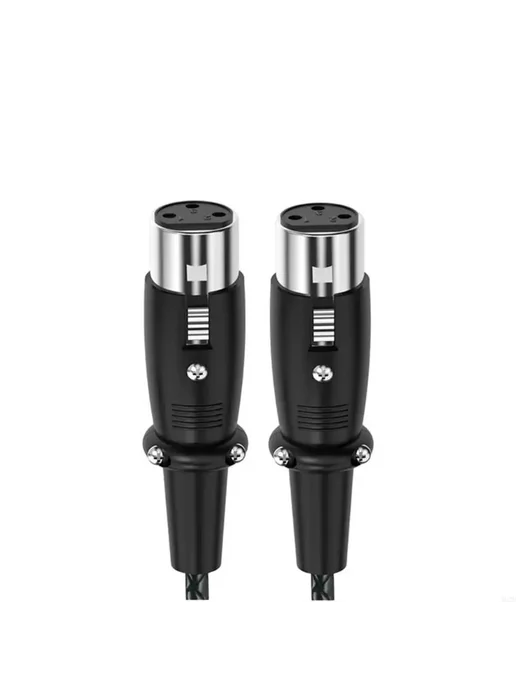 Нет бренда 3Pin микрофонный кабель «мама-мама» Double straight head 2m, черный