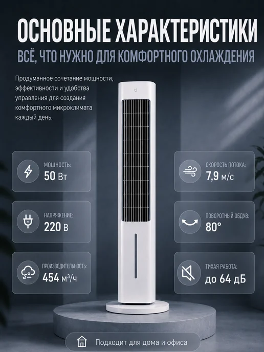 Xiaomi Вентилятор напольный Smart Evaporative Cooling Fan, белый, фото 3