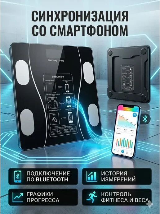 Umarat1701 Умные весы для анализа состава тела с Bluetooth, вариант, фото 3