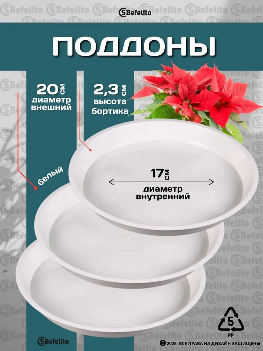 Поддон для цветов,20 см х 20 см х 2 см