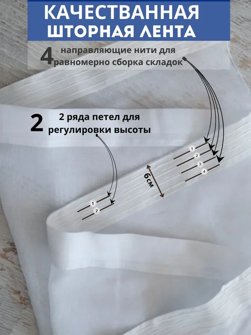 ФЕСТОН Тюль лен в гостиную и спальню 200х250, 200x250, фото 2