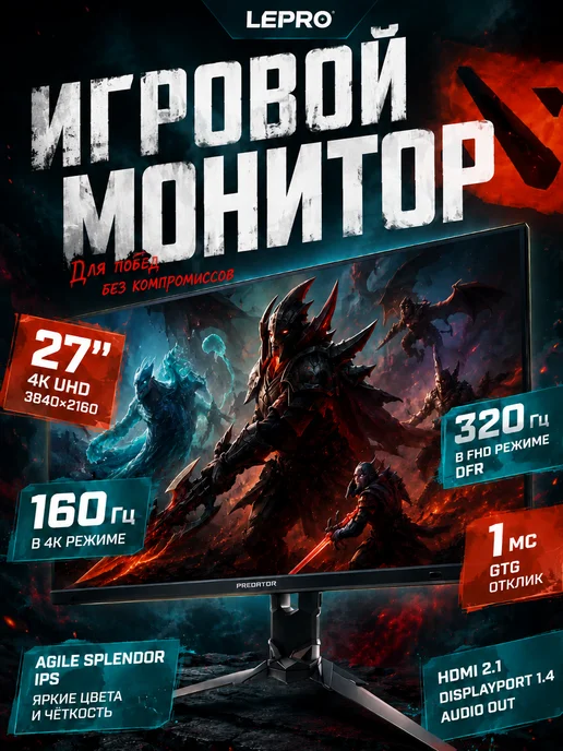 Acer Игровой монитор XB273KV5bmiiprx 27" 4K 160 320 Гц, вариант