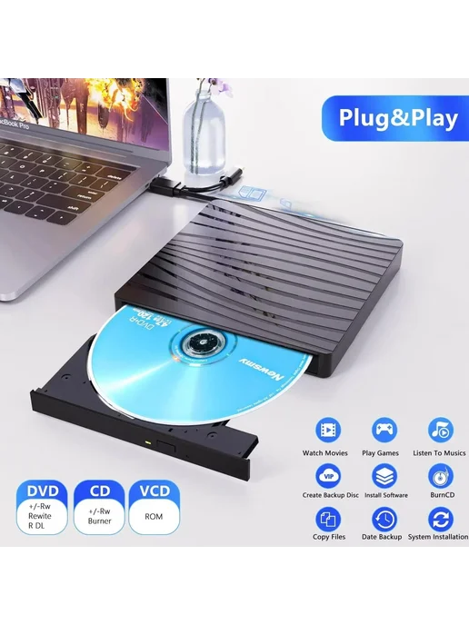 Внешний DVD CD привод USB 3.0 Type-C, вариант, фото 4
