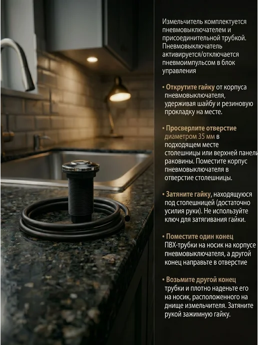 vieir Измельчитель пищевых отходов 560 Вт с пневмовыключателем, 560 Вт, фото 4
